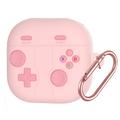 Étui en silicone Retro Gamepad pour Samsung Galaxy Buds 4/4 Pro avec mousqueton - Rose