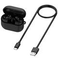 Boîtier de recharge pour Samsung Galaxy Buds3 FE avec câble USB-C - 590mAh - Noir