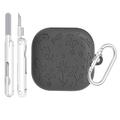 Étui en silicone gravé floral Samsung Galaxy Buds4/Buds4 Pro avec stylos de nettoyage - Gris foncé
