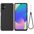 Coque Samsung Galaxy M06/F06 5G en silicone liquide avec dragonne - Noire