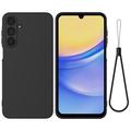 Coque Samsung Galaxy M16/F16 en silicone liquide avec dragonne - Noire