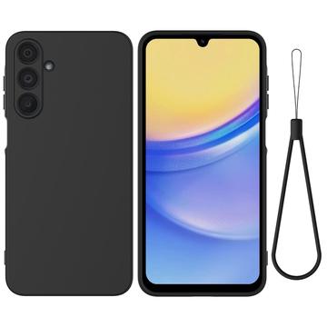 Coque Samsung Galaxy M16/F16 en silicone liquide avec dragonne - Noire
