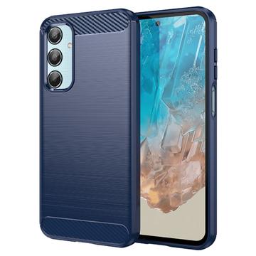 Coque Samsung Galaxy M35 en TPU Brossé - Fibre de Carbone - Bleue