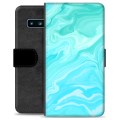 Étui Portefeuille Premium Samsung Galaxy S10 - Marbre Bleu