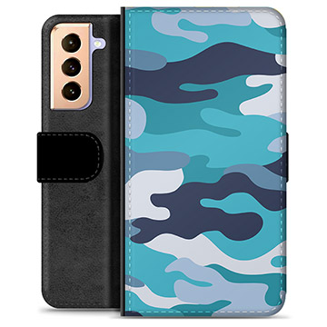 Étui Portefeuille Premium Samsung Galaxy S21+ 5G - Camouflage Bleu