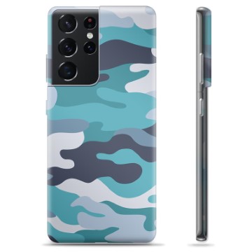 Coque Samsung Galaxy S21 Ultra 5G en TPU - Camouflage Bleu