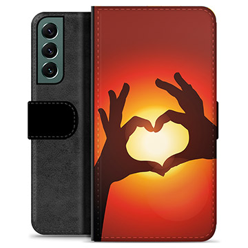 Étui Portefeuille Premium Samsung Galaxy S22+ 5G - Silhouette de Coeur