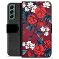 Étui Portefeuille Premium Samsung Galaxy S22+ 5G - Fleurs Vintage