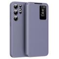 Étui à rabat Samsung Galaxy S22 Ultra 5G Smart Clear View avec fente pour carte - Gris Violet