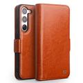 Etui Portefeuille Samsung Galaxy S23 5G en Cuir Qialino Classic - Marron Clair