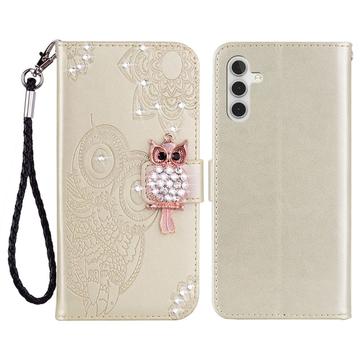 Etui Samsung Galaxy S23 FE Owl Rhinestone - Doré