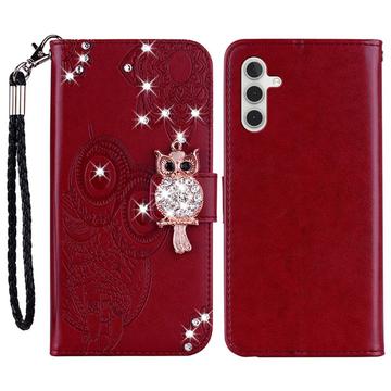 Etui Samsung Galaxy S23 FE Owl Rhinestone - Rouge