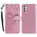 Etui Samsung Galaxy S23 FE Owl Rhinestone - Rose Doré