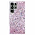Coque Samsung Galaxy S23 Ultra en TPU Glitter Flakes - Rose