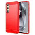 Coque Samsung Galaxy S24 FE en TPU Brossé - Fibre de Carbone - Rouge