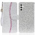 Étui portefeuille stylisé à paillettes pour Samsung Galaxy S24 FE - Argenté