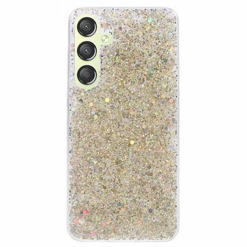 Coque Samsung Galaxy S24 en TPU Glitter Flakes - Doré