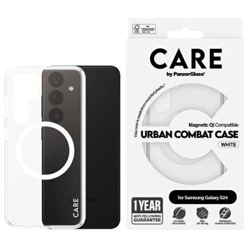 Coque Samsung Galaxy S24 PanzerGlass Care transparente Urban Combat - Compatible MagSafe - Blanche