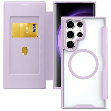 Étui à rabat Samsung Galaxy S24 Ultra avec fente pour carte - Compatible MagSafe - Violet
