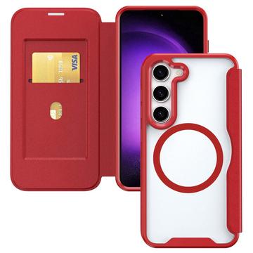 Étui à Rabat Samsung Galaxy S24+ avec Fente pour Carte - Compatible MagSafe - Rouge