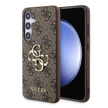 Coque Hybride Samsung Galaxy S24+ Guess 4G Big Metal Logo - Marron