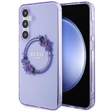 Coque Samsung Galaxy S24+ Guess IML Flowers Wreath - Compatible MagSafe - Violete