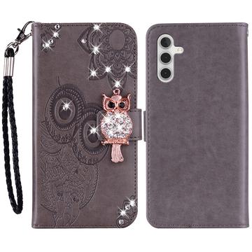 Etui Samsung Galaxy S24+ Owl Rhinestone - Gris