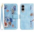 Étui floral avec fentes pour cartes de crédit pour Samsung Galaxy S25 Edge - Azur Clair