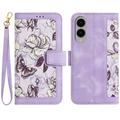 Étui floral avec fentes pour cartes de crédit pour Samsung Galaxy S25 Edge - violet clair