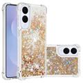 Coque Samsung Galaxy S25 Edge en TPU Glitter Quicksand - Coeurs d'or