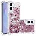 Coque Samsung Galaxy S25 Edge en TPU Glitter Quicksand - Coeurs en or rose