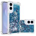Coque Samsung Galaxy S25 Edge en TPU Glitter Quicksand - Coeurs bleus