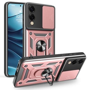 Coque Hybride Samsung Galaxy S25 Edge à Anneau Rotatif avec Protection pour Appareil Photo