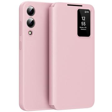 Étui à rabat Samsung Galaxy S25 Edge Smart Clear View avec fente pour cartes - Rose