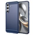 Coque Samsung Galaxy S25 FE en TPU Brossé - Fibre de Carbone - Bleue