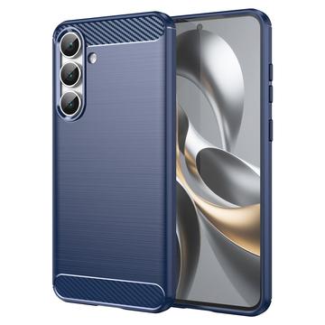 Coque Samsung Galaxy S25 FE en TPU Brossé - Fibre de Carbone - Bleue