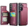 Etui Caseme C22 Samsung Galaxy S25 FE avec portefeuille de cartes protégé par RFID - Rouge