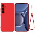 Coque Samsung Galaxy S25 FE en silicone liquide avec dragonne - Rouge