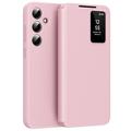 Étui à rabat Samsung Galaxy S25 FE Smart Clear View avec fente pour cartes - Rose