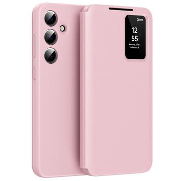 Étui à rabat Samsung Galaxy S25 FE Smart Clear View avec fente pour cartes - Rose