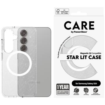 Coque Samsung Galaxy S25 PanzerGlass Care Star Lit - Compatible MagSafe - Blanc transparent