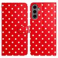 Étui portefeuille Samsung Galaxy S25 à motifs de pois - Rouge