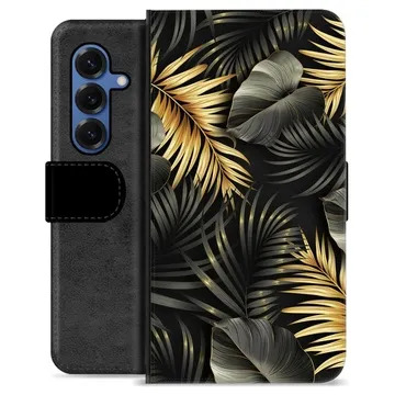 Étui Portefeuille Premium Samsung Galaxy S25 - Feuilles Dorées