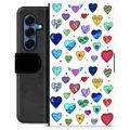 Étui Portefeuille Premium Samsung Galaxy S25 - Cœurs