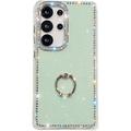 Coque Hybride Samsung Galaxy S25 Ultra CrystalGlow avec support à anneau - Verte