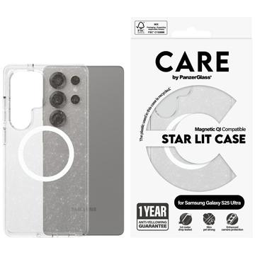 Coque Samsung Galaxy S25 Ultra PanzerGlass Care Star Lit - Compatible MagSafe - Blanc transparent