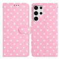 Étui portefeuille Samsung Galaxy S25 Ultra à motifs de pois - Rose