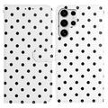 Étui portefeuille Samsung Galaxy S25 Ultra à motifs de pois - Blanc