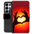 Étui Portefeuille Premium Samsung Galaxy S25 Ultra - Silhouette de Coeur