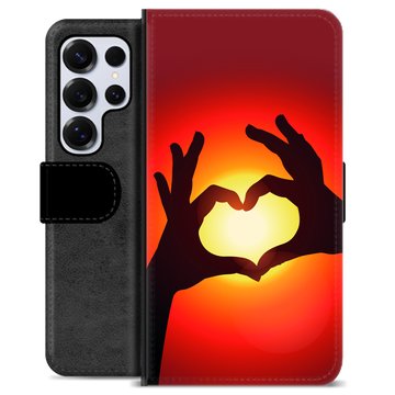 Étui Portefeuille Premium Samsung Galaxy S25 Ultra - Silhouette de Coeur